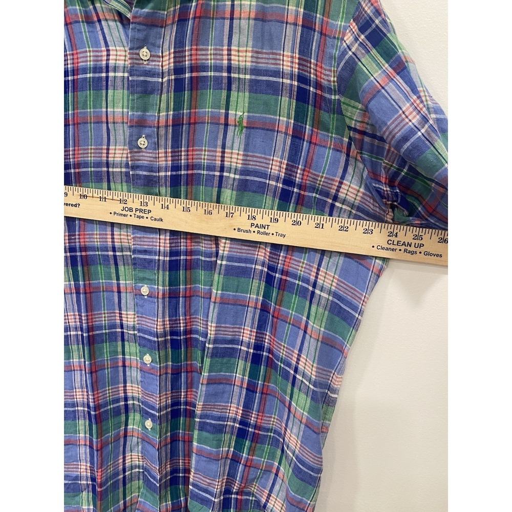 Ralph Lauren mens linen shirt button down Madras Plaid Colorful SZ Large Preppy - Picture 15 of 15